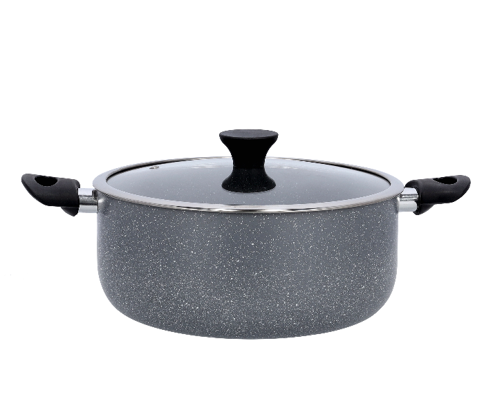 Delcasa DC1902 28 cm Granite Coated Casserole with Glass Lid -Grey - Zoom Image 1