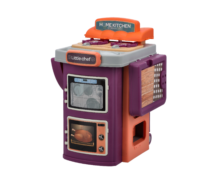 Merriboy MBKS2603 49 Pieces Vanyeh 2 in 1 Kitchen Playset with Realistic Lights and Sounds for Kids - Orange and Purple - Zoom Image 4