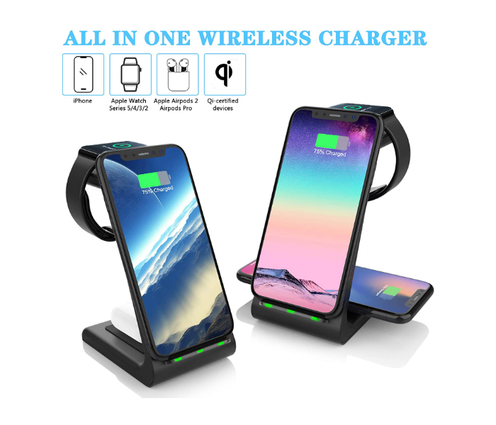 Bastec 3 in 1 Wireless Charging Stand - Black - Zoom Image 4