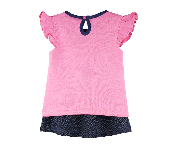 Popees Zest Comfortable Half Sleeve Top with Skirt for 3 Years Babies - Pink and Blue - Zoom Image 6