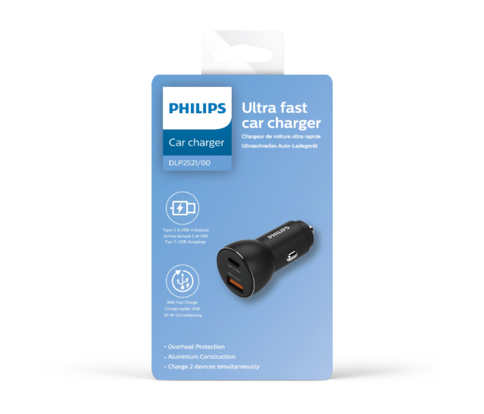 Philips DLP2521-00 36W Dual Port USB Car Charger with Power Delivery Support -Black - Zoom Image 6