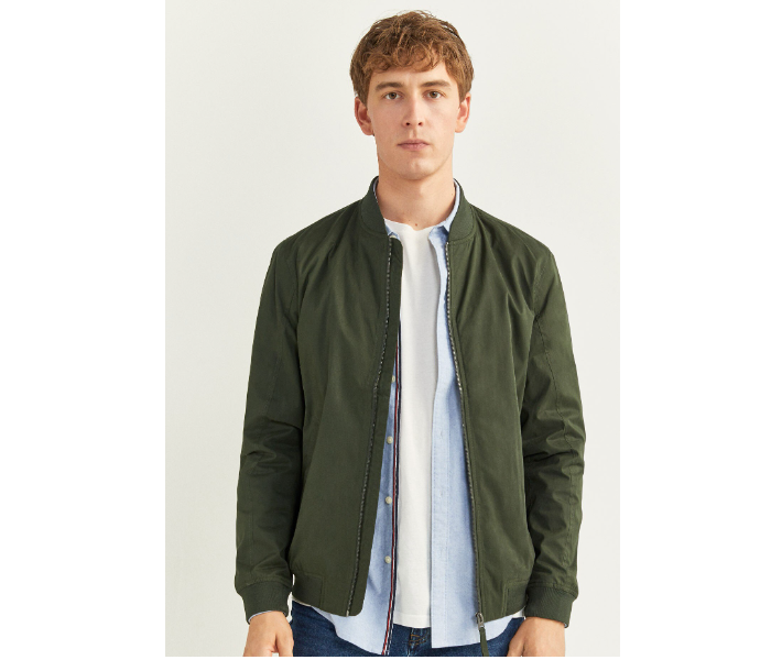 Springfield 283826520 Medium Cotton Casual Jacket for Men - Dark Green - Zoom Image 2