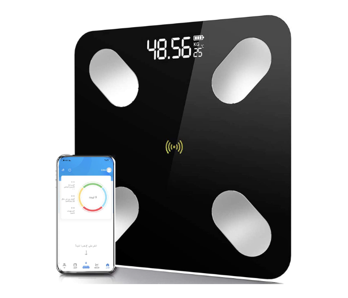 Generic Smart Wireless Bluetooth Body Fat Scale Monitor Health Analyzer with Smartphone App - Black - Zoom Image 1