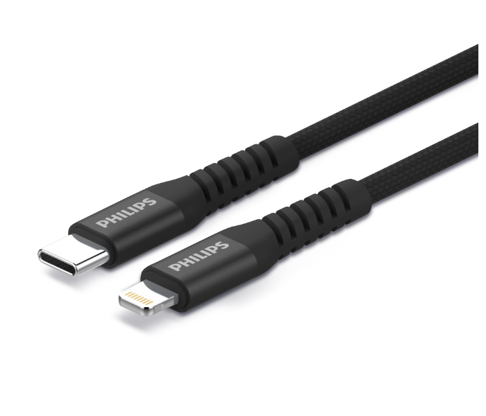 Philips DLC5206L-00 2meter USB-C to Lightning Braided Cable -Black - Zoom Image 1