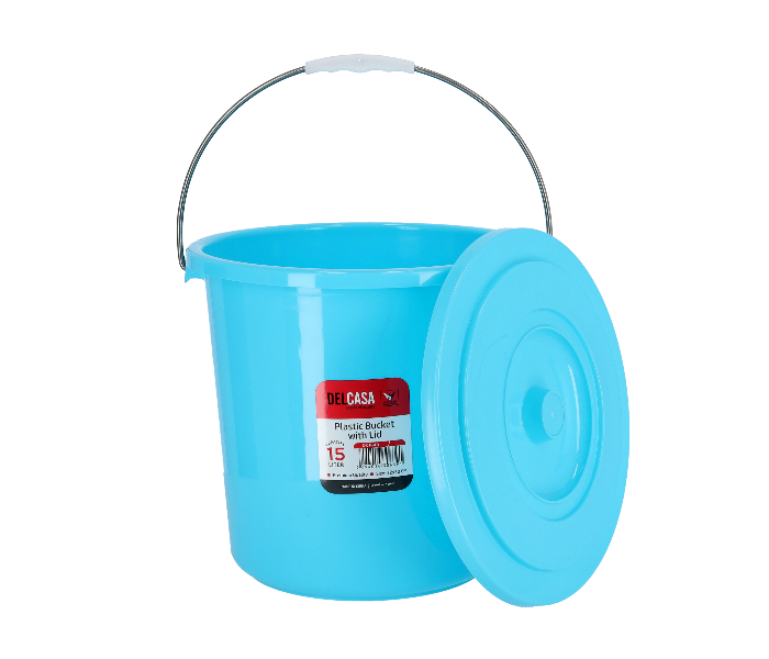 Delcasa DC1640 15 Litre Lightweight Plastic Bucket with Lid and Handle - Blue - Zoom Image 3