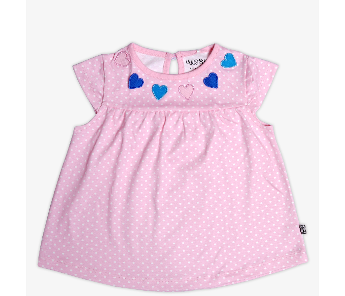 Hugs and Kisses SU19MGL01 3-6Month Hearty Revenge Baby Girl Frocks with Shorts -Pink - Zoom Image 1