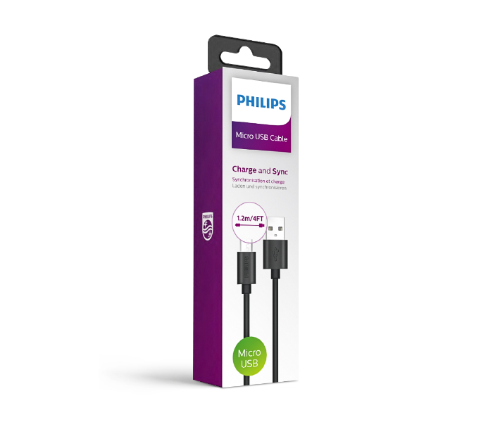 Philips DLC3104U-00 1.2meter USB-A to Micro USB Cable -Black - Zoom Image 6