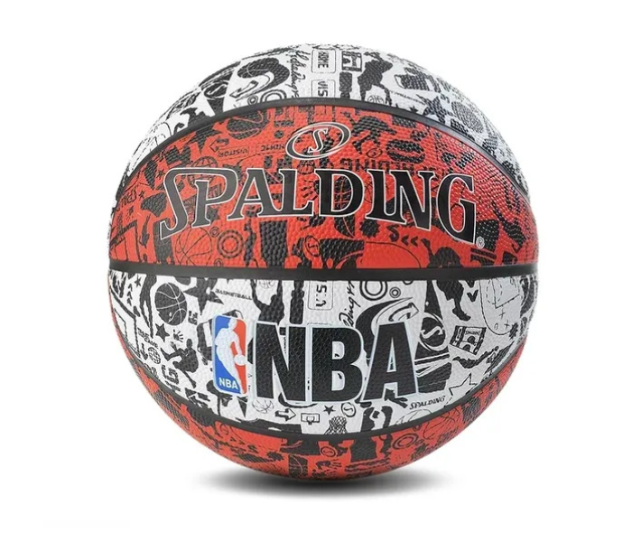 Spalding Size 7 NBA Graffiti Series  Unisex Rubber Basketball -Brown and White - Zoom Image 3