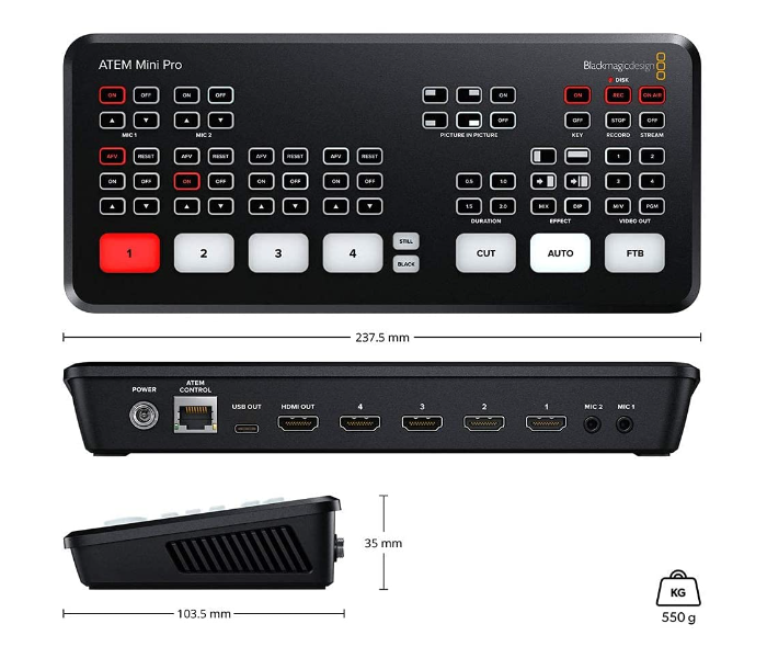 Blackmagic Design ATEM Mini Pro ISO HDMI Live Stream Switcher - Black - Zoom Image 5