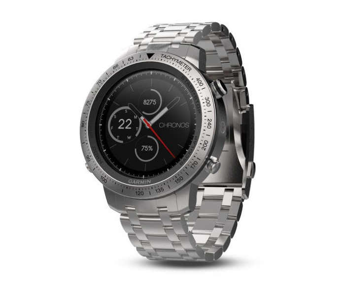 Garmin 010-01957-02 Fenix Chronos Smartwatch with Brushed Stainless Steel Band - Silver - Zoom Image 1