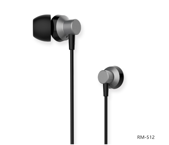 Remax RM-512 3.5mm Metal Wired Music Headset -Grey and Black - Zoom Image 1