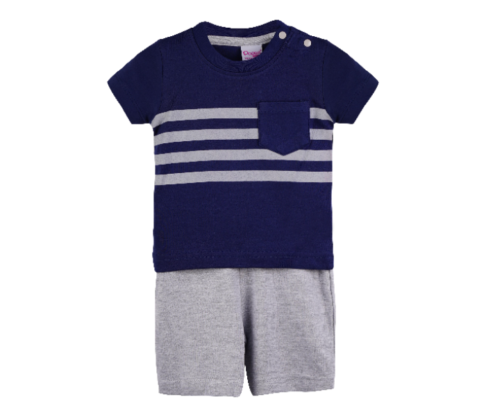 Popees Lebon Comfortable Half Sleeve Tshirt with Shorts for 3 Years Babies - Blue and White - Zoom Image 1