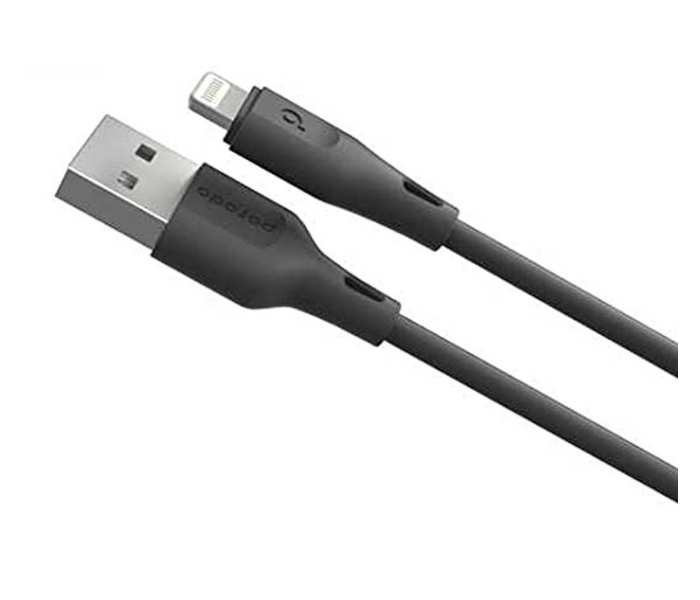 Porodo PD-U12LC-BK Durable PVC Lightning Cable with Fast Charge and Data Connector - Black - Zoom Image