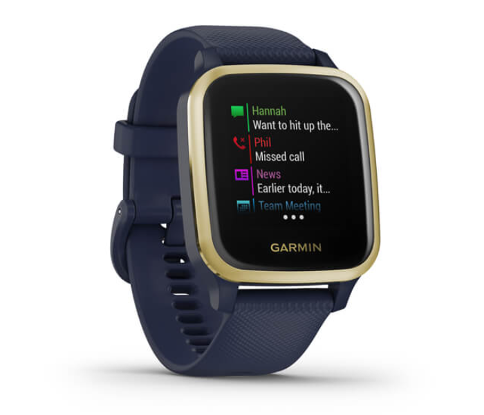 Garmin 010-02426-12 Venu Sq Music Edition GPS Smartwatch with Light Gold Aluminium Bezel Case and Silicone Band - Navy - Zoom Image 3