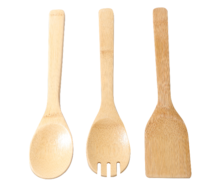 Delcasa DC1680 3 Pieces Durable and Eco Friendly Kitchen Bamboo Utensils - Wood - Zoom Image