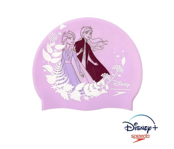 Speedo Disney Frozen II Silicone Junior Swim Cap - Lilac and White - Zoom Image 1