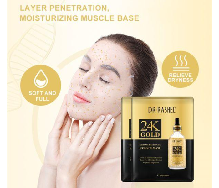 Dr Rashel DR006 5 Pieces 24K Gold Radiance and Anti-Aging Essence Mask Brighter Youth Masks - Zoom Image 1