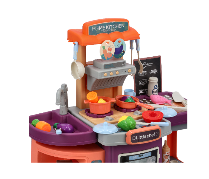 Merriboy MBKS2603 49 Pieces Vanyeh 2 in 1 Kitchen Playset with Realistic Lights and Sounds for Kids - Orange and Purple - Zoom Image 2