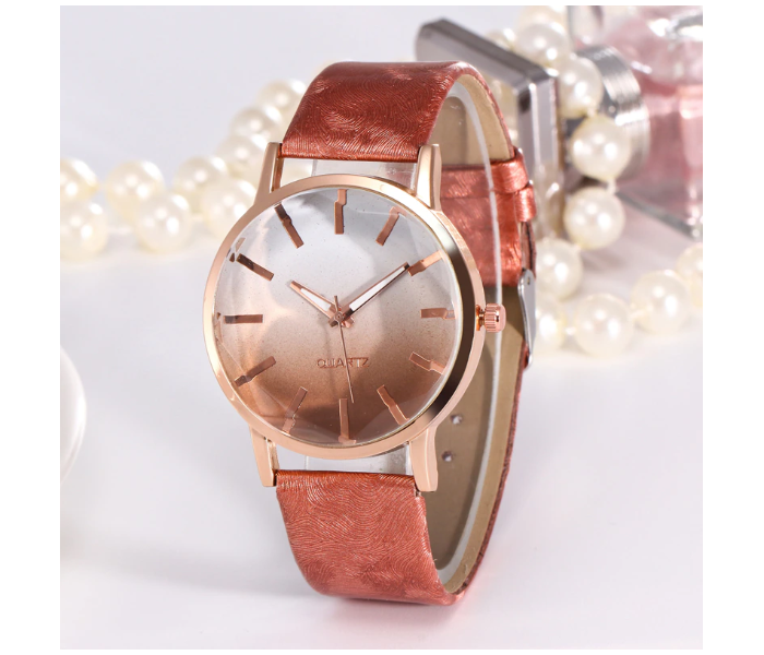 Femme 7360 Casual Wrist Watch with Leather Strap for Women - Brown - Zoom Image