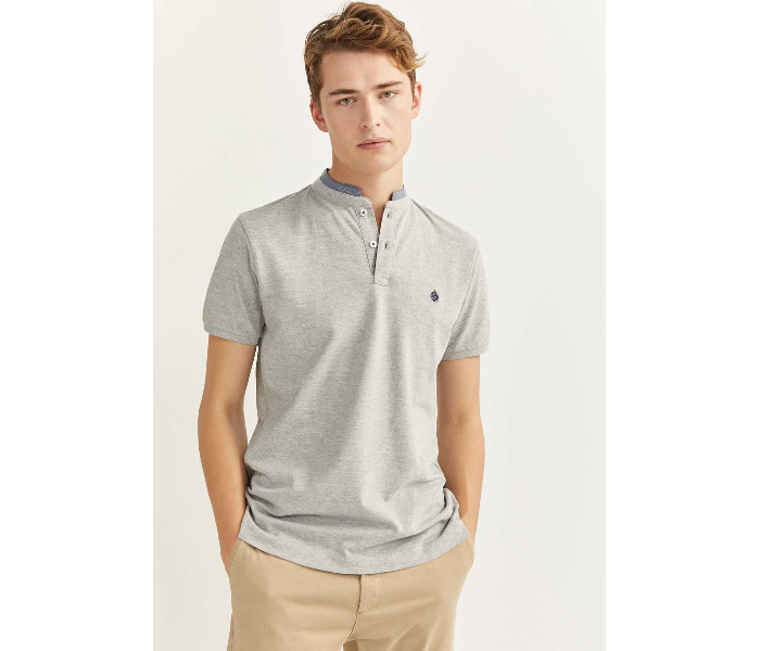 Springfield 143763143 Large Basic Slim Fit Polo Shirt for Men - Grey - Zoom Image 1