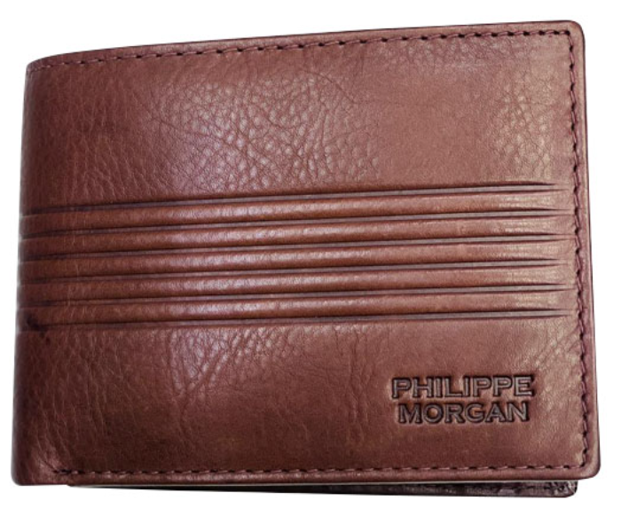 Philippe Morgan PM012A Leather Bifold Wallet for Men - Brown - Zoom Image