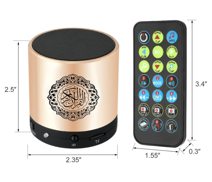 Generic Portable Rechargeable Quran Speaker with Remote Control - Rose Gold - Zoom Image 3