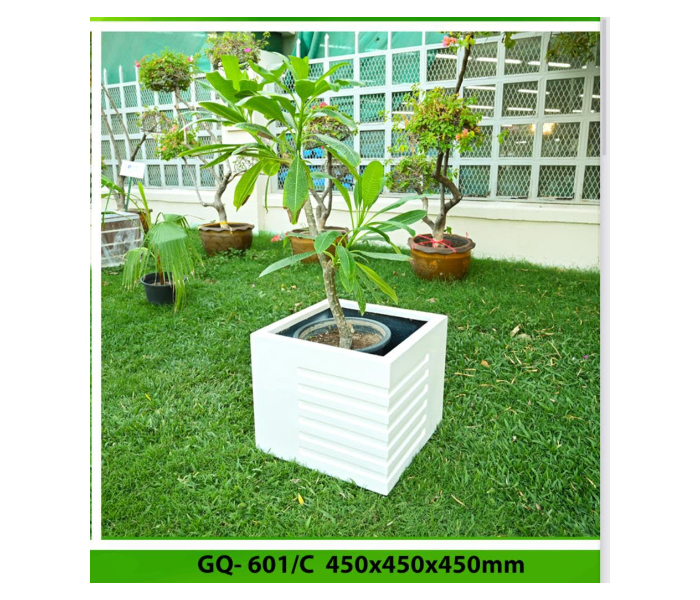 Grace GQ-601/C 450x450x450mm Exotic Royal Design Garden GRP Planters for Interior and Exterior - White - Zoom Image 1