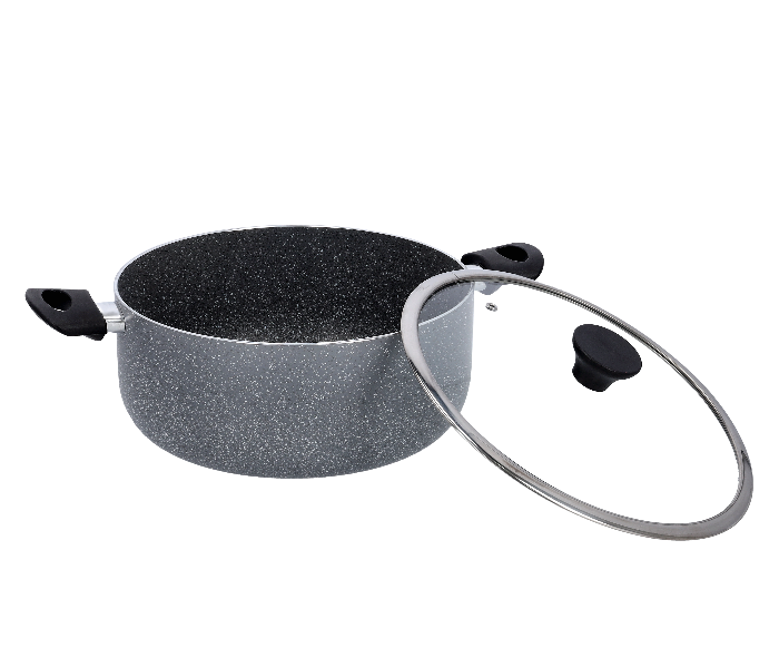 Delcasa DC1900 24 cm Granite Coated Casserole with Glass Lid -Grey - Zoom Image 2