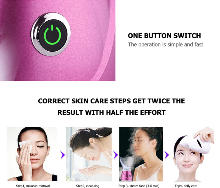 Electric Facial Steamer 60ml Face Steaming Cleansing Skin Humidification Moisturizing Instrument - Pink - Zoom Image 7