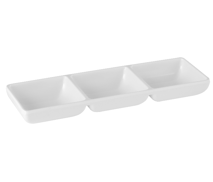 Delcasa DC2321 9 Inch Melamine 3 Divider Sauce Bowl - White - Zoom Image 1