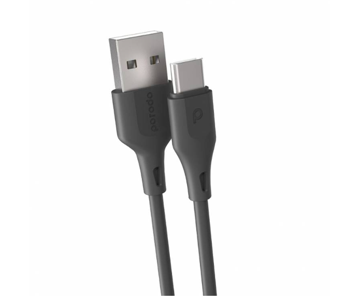 Porodo PD-U3CC-BK 3A PVC Type-C Cable with Fast Charge and Sync Data Connector - Black - Zoom Image