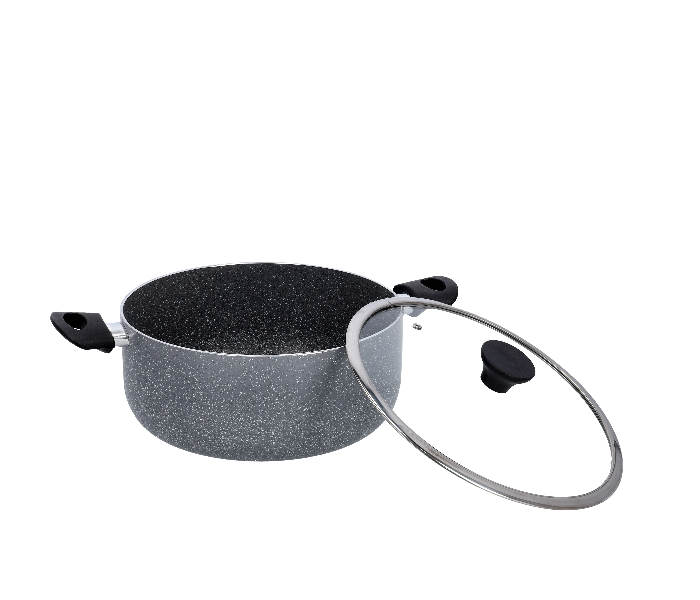 Delcasa DC1904 32 cm Granite Coated Casserole with Glass Lid -Grey - Zoom Image 1