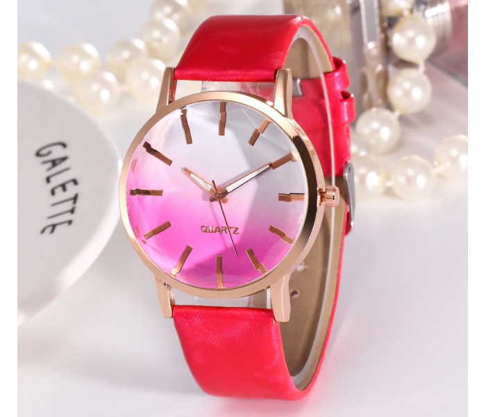 Femme 7360 Casual Wrist Watch with Leather Strap for Women - Pink - Zoom Image 1