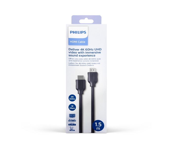 Philips SWV5510-40 1.5 meter High Speed 4K 60Hz UHD HDMI 2.0 Cable -Black - Zoom Image 6