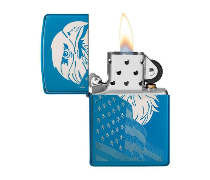 Zippo Z29882 Eagle And Flag Design High Polish Lighter - Blue  - Zoom Image 2