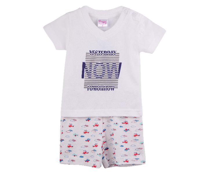 Popees Barry Comfortable Tshirt with Shorts for 2 Years Babies - White - Zoom Image 1