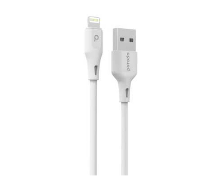 Porodo PD-U3LC-WH 3 Meter Durable PVC Lightning Cable with Fast Charge and Data Connector - White - Zoom Image 1