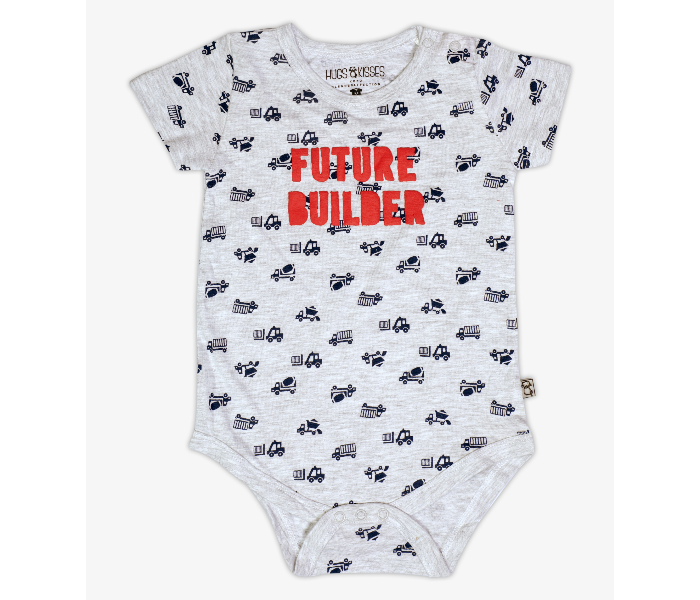 Hugs and Kisses SU19SSV31 0-3Month Future Builder Newborn Onesies -White - Zoom Image 1