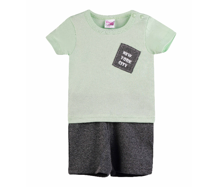 Popees Cameron Comfortable Half Sleeve Tshirt with Shorts for 1 Year Babies - White and Grey - Zoom Image 1