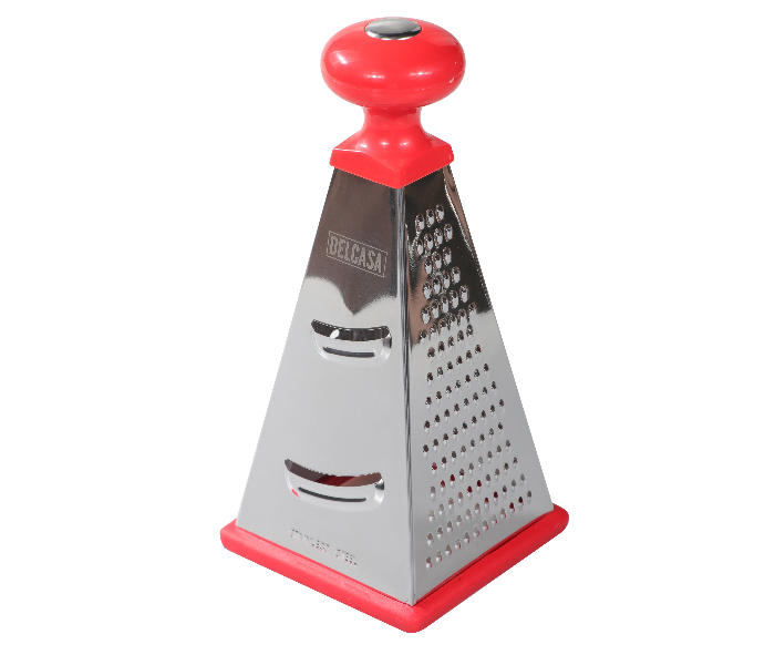 Delcasa DC1662 9 Inch 4 Side Multifunction Stainless Steel Kitchen Tower Grater - Silver and Red - Zoom Image 1