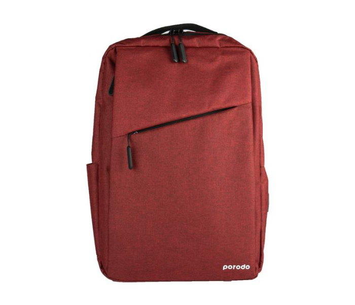 Porodo PD-BP16LP-RED 15.6 Inch Nylon Fabric Lifestyle Computer Backpack with Adjustable Shoulder Strap - Red - Zoom Image 1