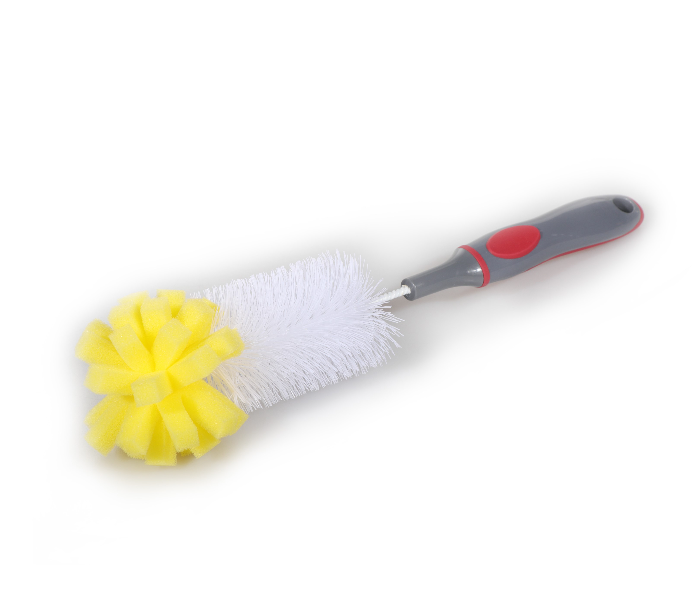 Delcasa DC1608 Durable and Fine Bristles Long Bottle Cleaning Brush - Grey and Yellow - Zoom Image