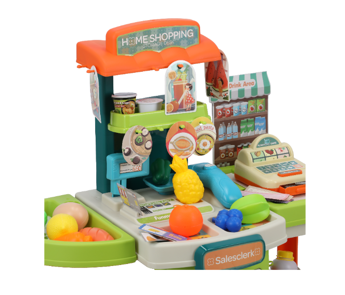 Merriboy MBKS2604 Vanyeh 2 in 1 Home Shopping Supermarket Playset for Kids - Orange and  Green - Zoom Image 7