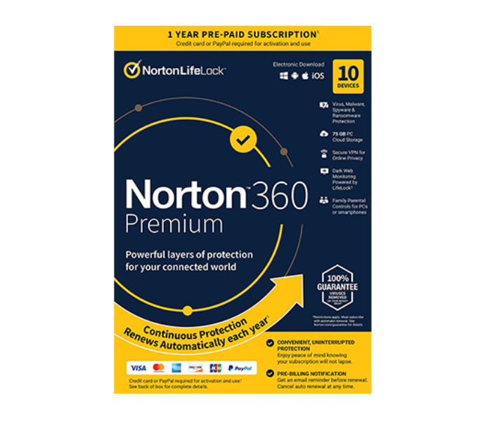 Norton 360 Premium 21405122 75GB PC Cloud Storage A 10 Device Antivirus - Zoom Image 1