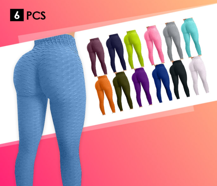 6 pcs Yoga & Gym Seamless Sports Leggings for Women - Multi color - Zoom Image 2