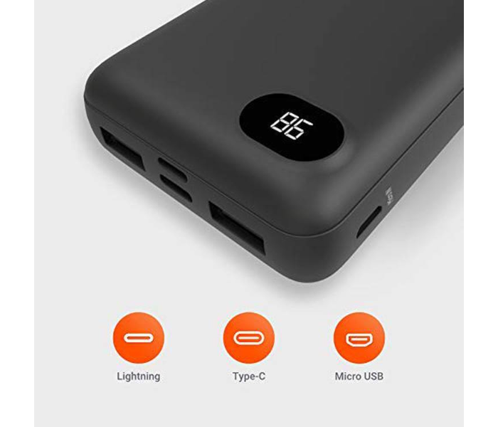 Porodo PD-PBFCH002-BK 10000mAh 4-Port Type-C and Micro USB Power Bank with LED Digital Power Display - Black - Zoom Image 3