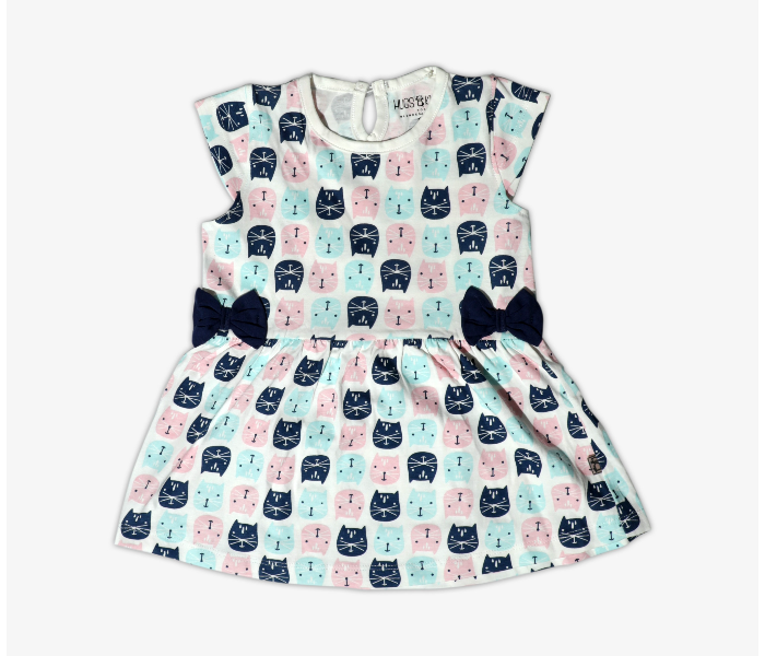 Hugs and Kisses SU19MGL18 Cute Kitty Baby Girl Frocks and Shots -Blue and Pink - Zoom Image 1