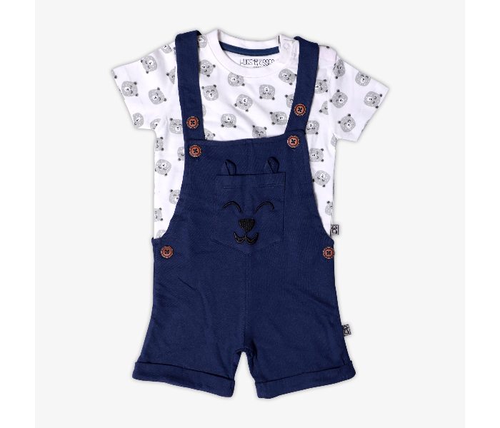 Hugs and Kisses SU19SSV19 12-18Month Bearholic Baby Dungarees -Blue and White - Zoom Image 1