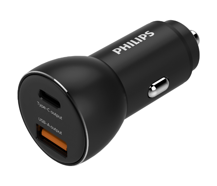 Philips DLP2521-00 36W Dual Port USB Car Charger with Power Delivery Support -Black - Zoom Image 1