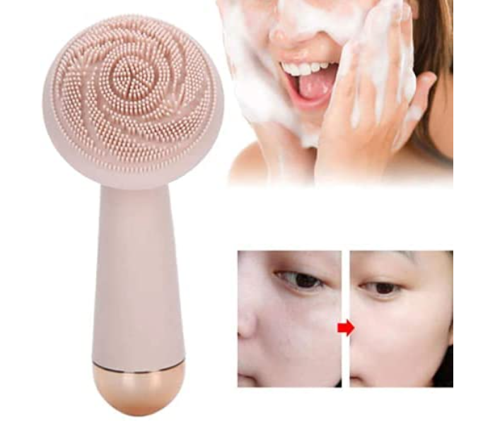 Chargeable Soft Silicone Deep Cleaning and Exfoliating Waterproof Face Brush - Pink - Zoom Image 1